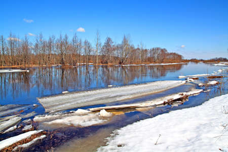 driving of ice on riverの写真素材