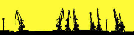  silhouette shipyard isolated on yellow backgroundのイラスト素材