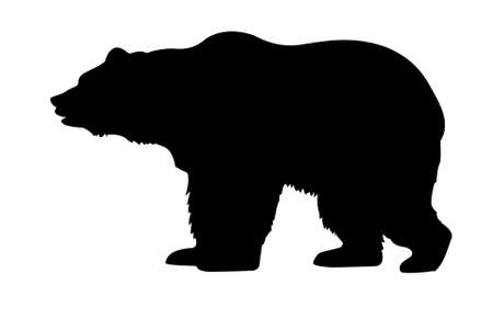  silhouette bear isolated on white backgroundのイラスト素材
