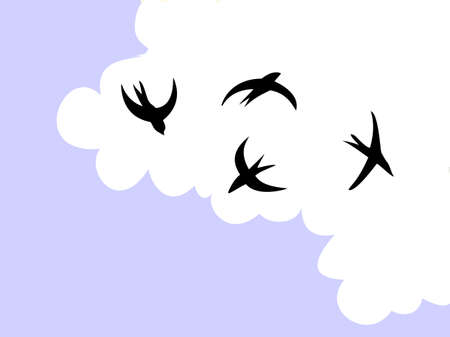  drawing swallow flying to skyのイラスト素材