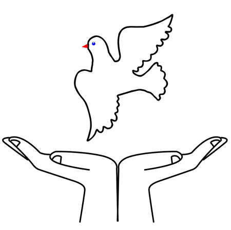  illustration flying dove on white backgroundのイラスト素材