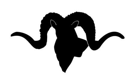  silhouette of the mountain ram on white backgroundのイラスト素材
