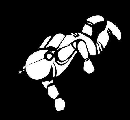 drawing of the spaceman on black backgroundのイラスト素材