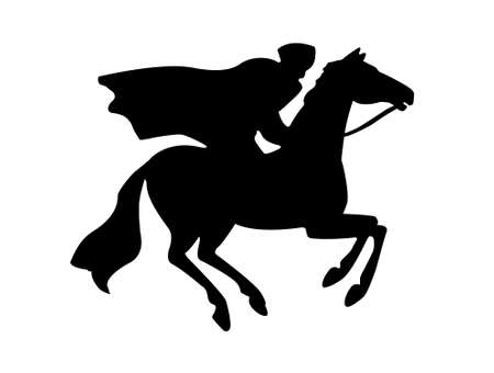  silhouette of the rider on white backgroundのイラスト素材