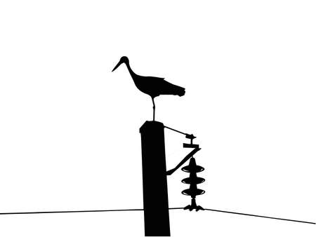 silhouette of the crane isolated on white background     のイラスト素材