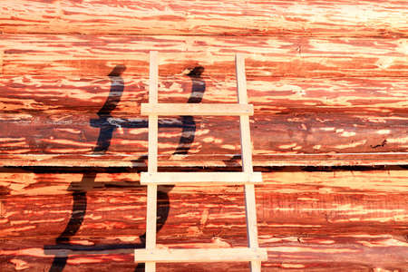 wall of the new wooden buildingの写真素材