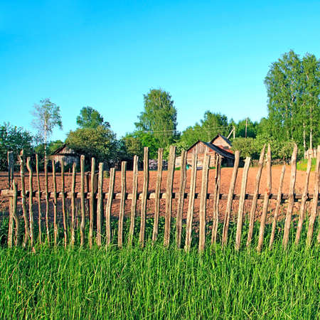 old fence in villageの写真素材
