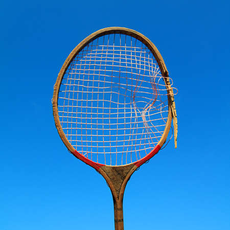 aging racket on celestial backgroundの写真素材