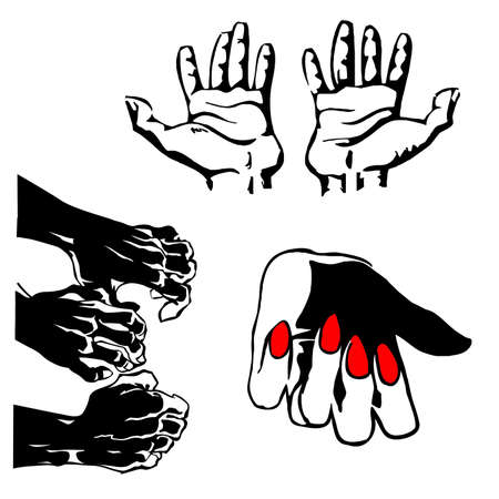   silhouette of the hands on white backgroundのイラスト素材