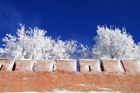 wall to fortresses in snowの写真素材