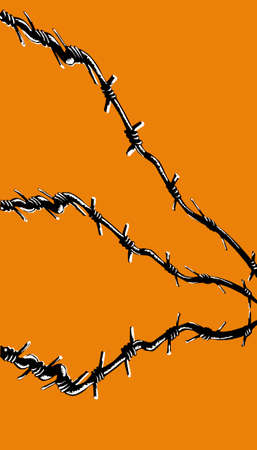  illustration of the barbed wire on orange backgroundのイラスト素材