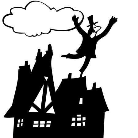  illustration of the chimney sweep on roofのイラスト素材