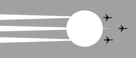  illustration plane in sky on background sunのイラスト素材