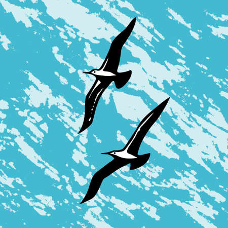 vector silhouette swallow on abstract backgroundのイラスト素材