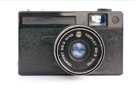 retro camera on white background