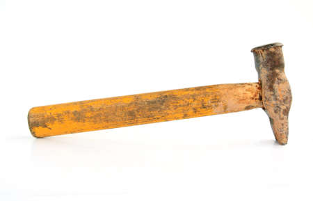 old hammer on white backgroundの写真素材