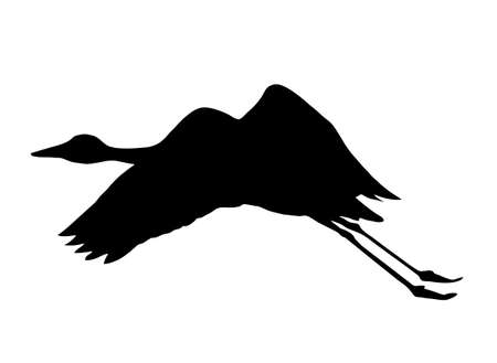 silhouette crane on white backgroundのイラスト素材