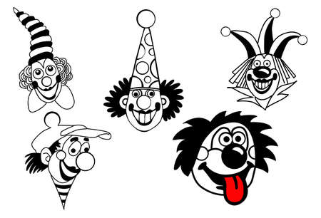 vector set clown on white backgroundのイラスト素材