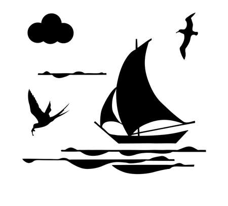 silhouette sailfish on white backgroundのイラスト素材