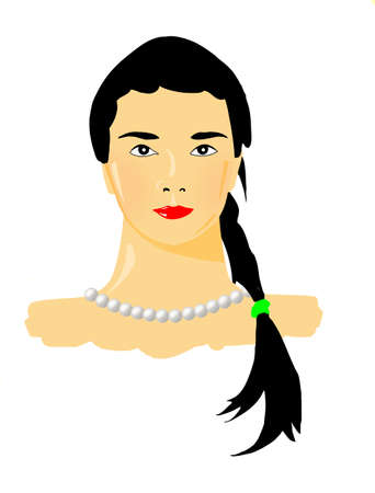 vector portrait of the girl on white backgroundのイラスト素材