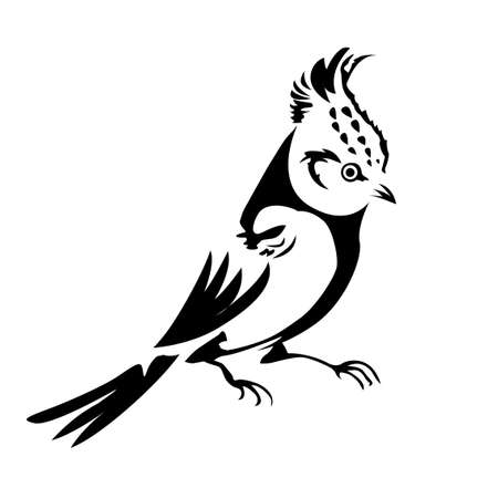 vector silhouette of the small bird on white backgroundのイラスト素材