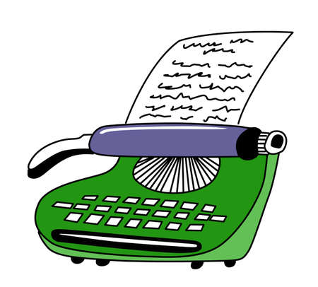 drawing of the printed type-writer on white backgroundのイラスト素材