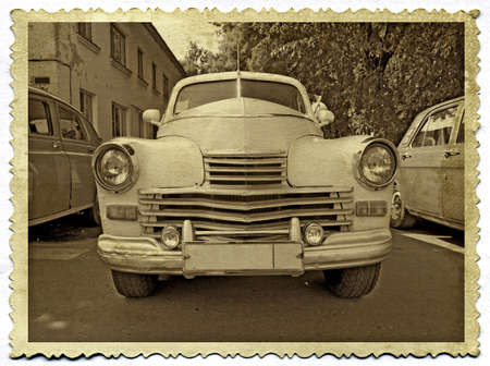 retro car on old photography