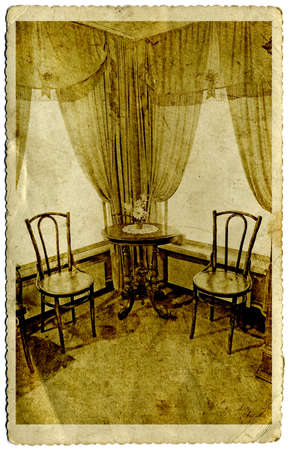 old-time interior on grunge background