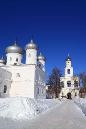 christian orthodox male priory amongst snow