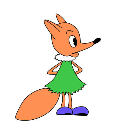 vector drawing of the small fox on white backgroundのイラスト素材