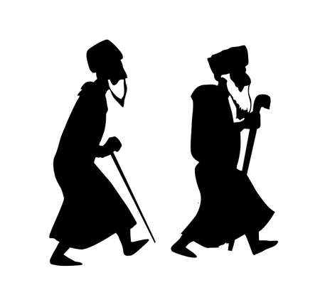 two oldsters on white background vectorのイラスト素材