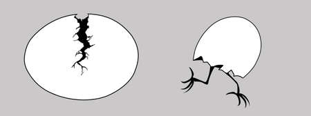 vector silhouette egg with rift on gray backgroundのイラスト素材