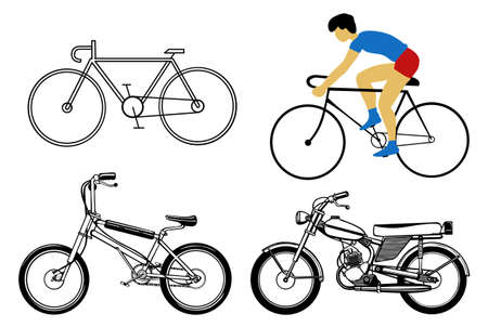 vector set bicycle on white backgroundのイラスト素材
