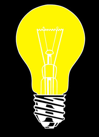 vector light bulb on black backgroundのイラスト素材