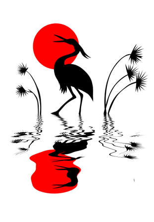 vector silhouette crane on white backgroundのイラスト素材