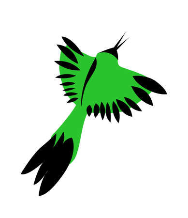 vector green bird on white backgroundのイラスト素材