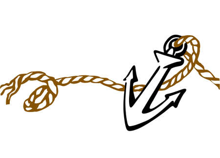 ship anchor drawing on white background, vector illustration