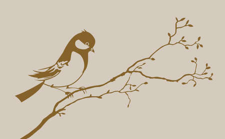 bird silhouette on brown background, vector illustrationのイラスト素材