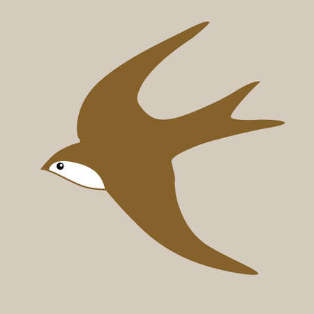 swallow silhouette on brown background, vector illustrationのイラスト素材