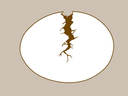 egg silhouette on brown background, vector illustrationのイラスト素材