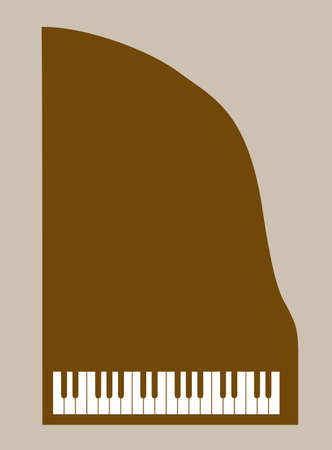 piano silhouette on brown background, vector illustrationのイラスト素材