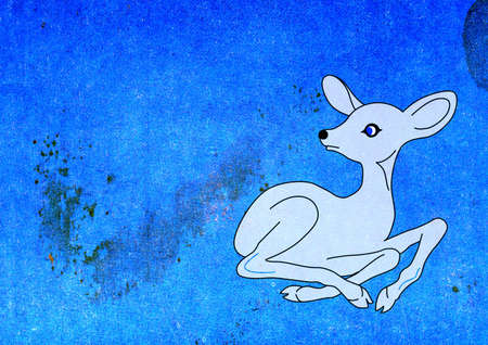 small deer on grunge backgroundの写真素材