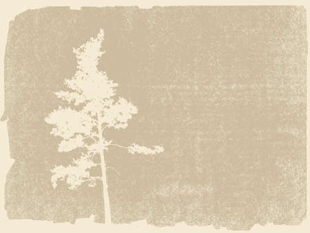 pine silhouette on grunge backgroundのイラスト素材