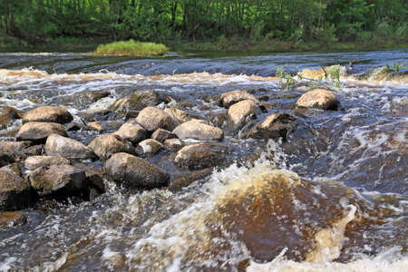 greater stone on mountain river の写真素材