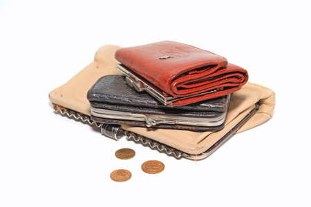 old purses on white background