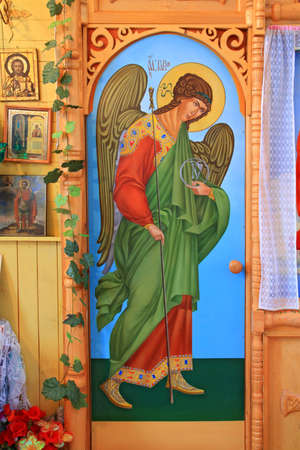 icon in rural russian orthodox churchのeditorial素材