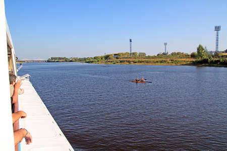 view with board of the motor shipのeditorial素材