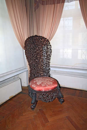 ancient chair in old houseのeditorial素材