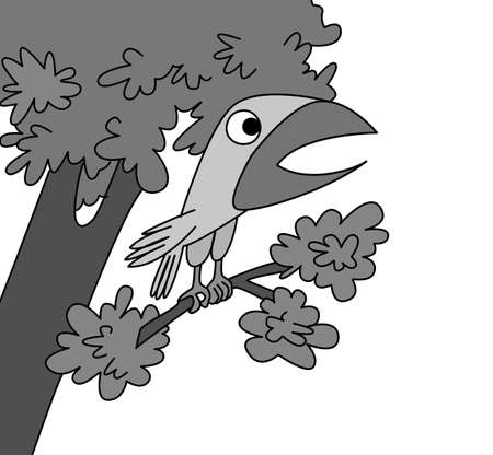 bird drawing on white background, vector illustrationのイラスト素材