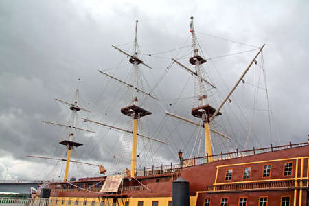 old-time schooner on town quay
